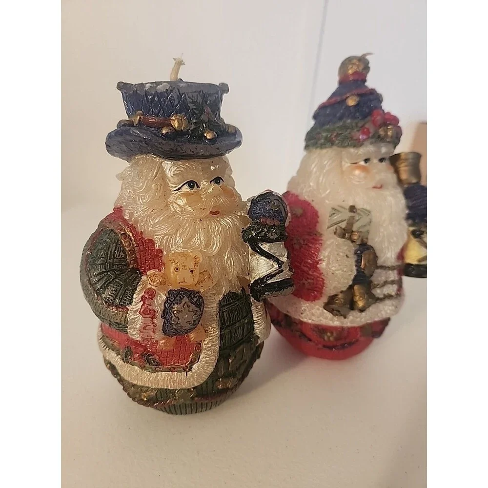 Vintage Set of 2 - OLD WORLS ROUND BOTTOM SANTA CANDLES